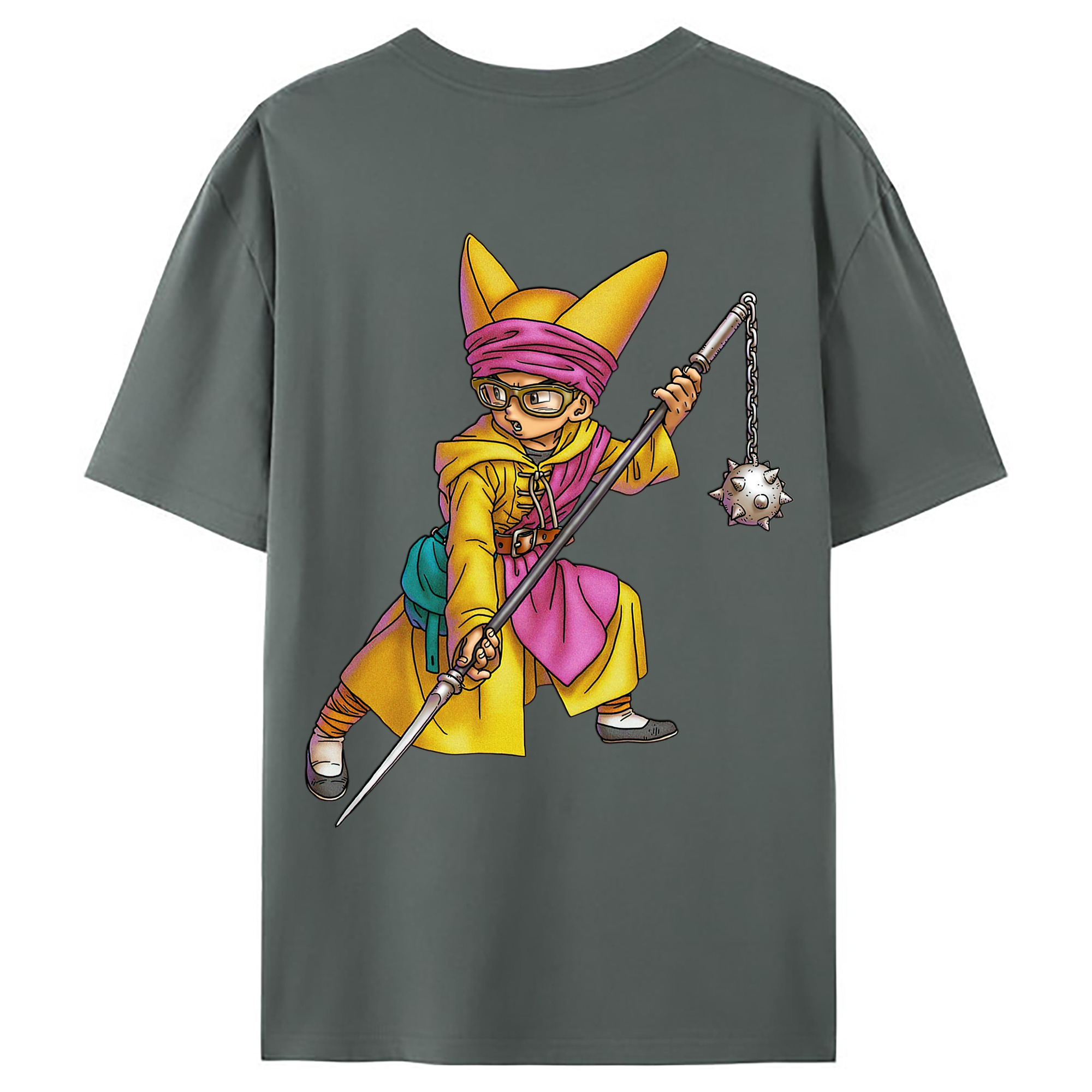 （画像用） ドラゴンクエスト Doragon Kuesuto Dragon Quest 綿100％ メンズ半袖Tシャツ（バックプリント） 通気性